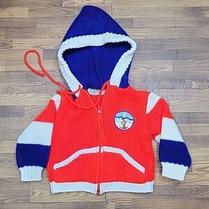 Vintage Little Angel Original Knit Hooded Sweatshirt Size 12 months